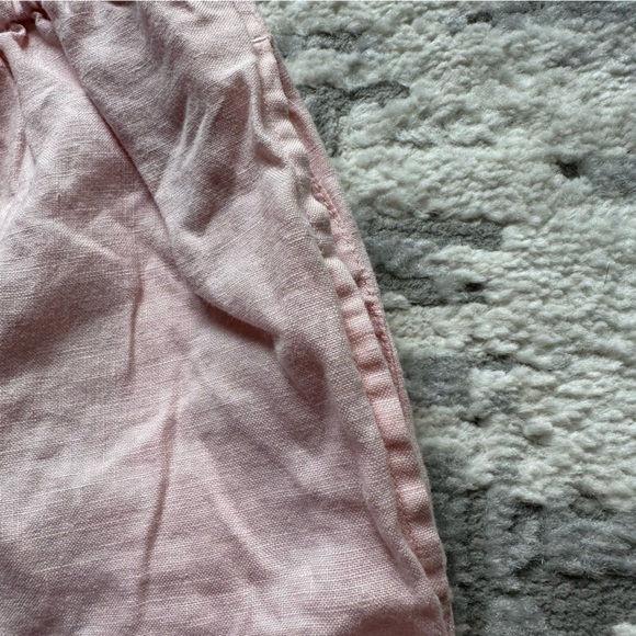 J. Jill 100% Linen Pull-On Shorts size LP Elastic Pink Pockets Lagenlook Beach - Picture 4 of 5